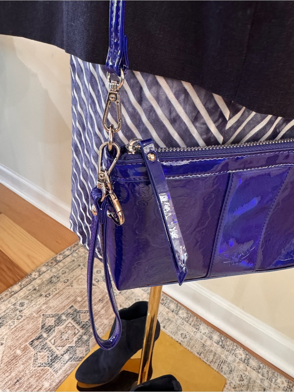 Sharif New York electric blue patent crossbody